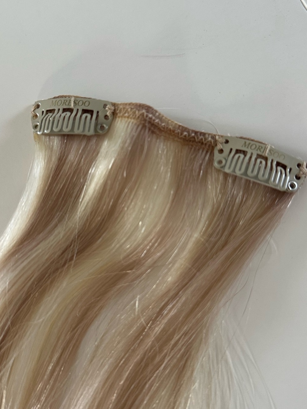 Moresoo Real Human Hair Clip-in Extensions 20" 120g 7 piece set Ash Blonde - Picture 9 of 9
